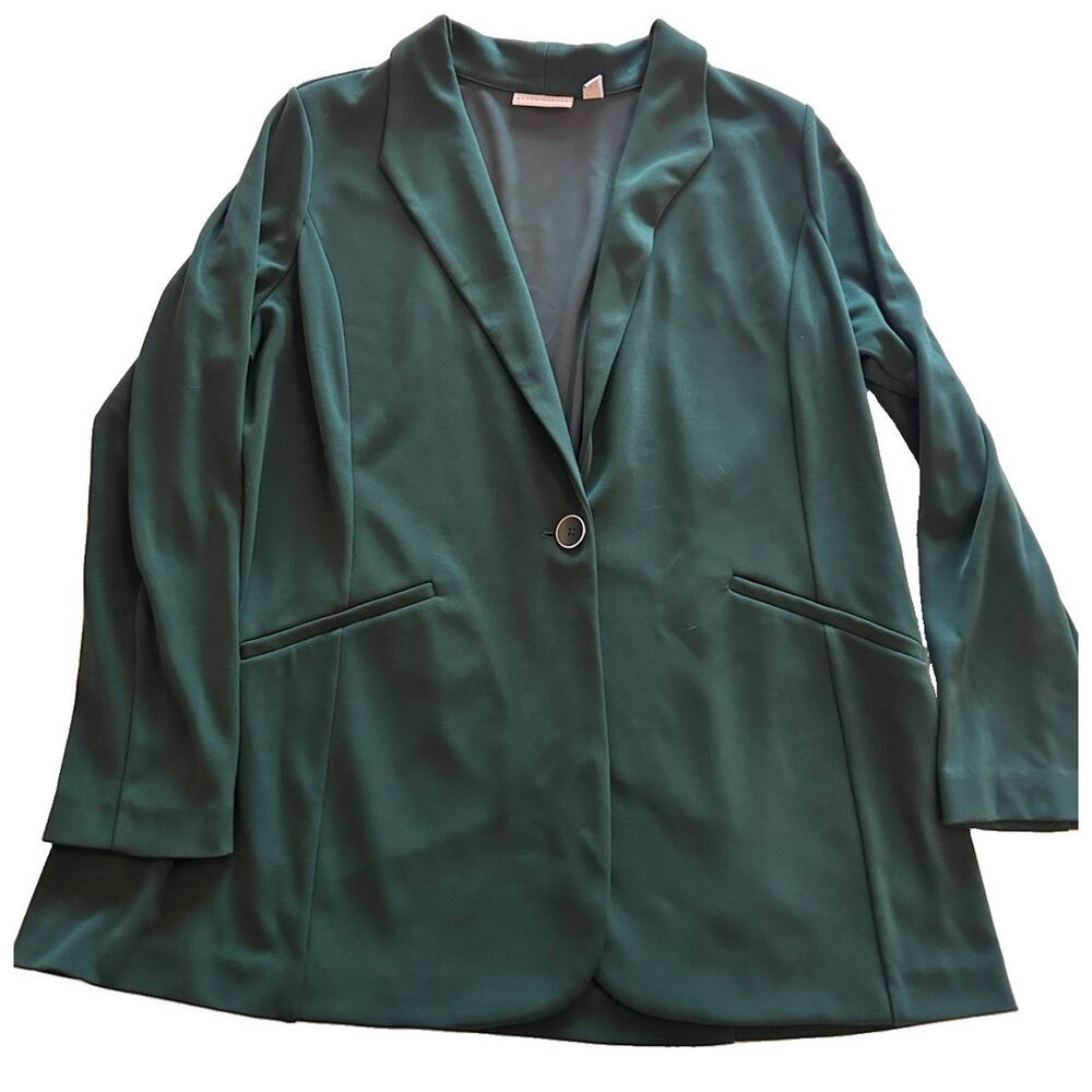 Susan Graver Blazer Womens Sz XL Green Single Button Stretch Career Professional - Picture 2 of 9
